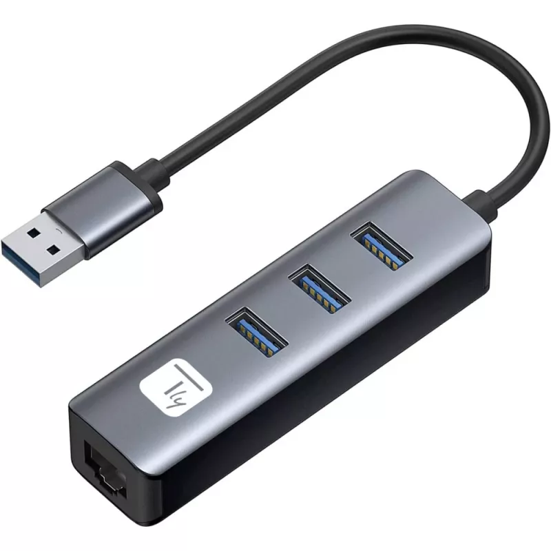 Techly IDATA USB-ETGIGA3AA dock/replicatore di porte per laptop con filo USB 3.2 Gen 1 (3.1 Gen 1) Type-A nero, argento