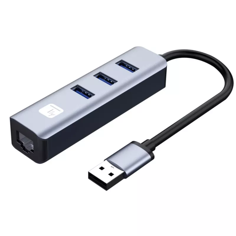 Techly IDATA USB-ETGIGA3AA dock/replicatore di porte per laptop con filo USB 3.2 Gen 1 (3.1 Gen 1) Type-A nero, argento