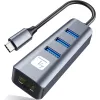 Techly IDATA USB-ETGIGA3CA dock/replicatore di porte per laptop con filo USB 3.2 Gen 1 (3.1 Gen 1) Type-A + Type-C nero, argento