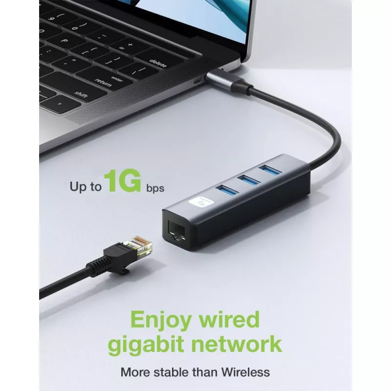 Techly IDATA USB-ETGIGA3CA dock/replicatore di porte per laptop con filo USB 3.2 Gen 1 (3.1 Gen 1) Type-A + Type-C nero, argento