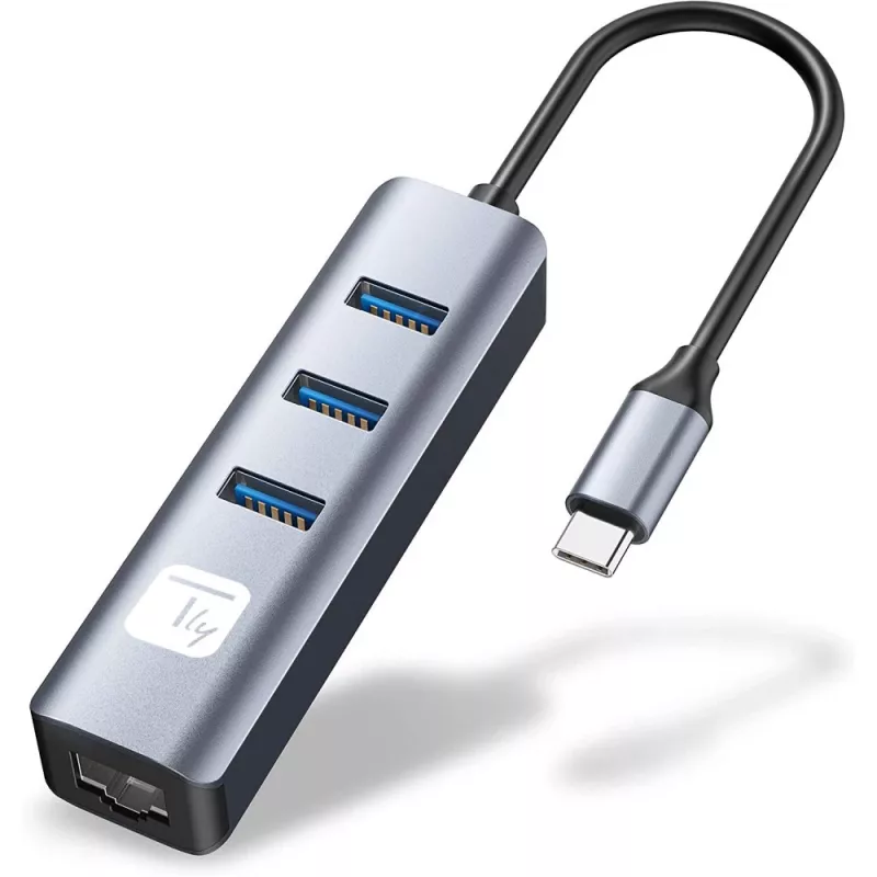 Techly IDATA USB-ETGIGA3CA dock/replicatore di porte per laptop con filo USB 3.2 Gen 1 (3.1 Gen 1) Type-A + Type-C nero, argento