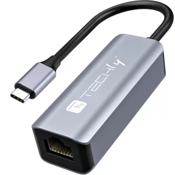 Techly IDATA USB-ETGIGA-CA docking station/replicatore di porte per laptop con filo USB 3.2 Gen 1 (3.1 Gen 1) Type-C nero, argento