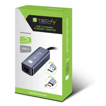 Techly IDATA USB-ETGIGA-CA docking station/replicatore di porte per laptop con filo USB 3.2 Gen 1 (3.1 Gen 1) Type-C nero, argento