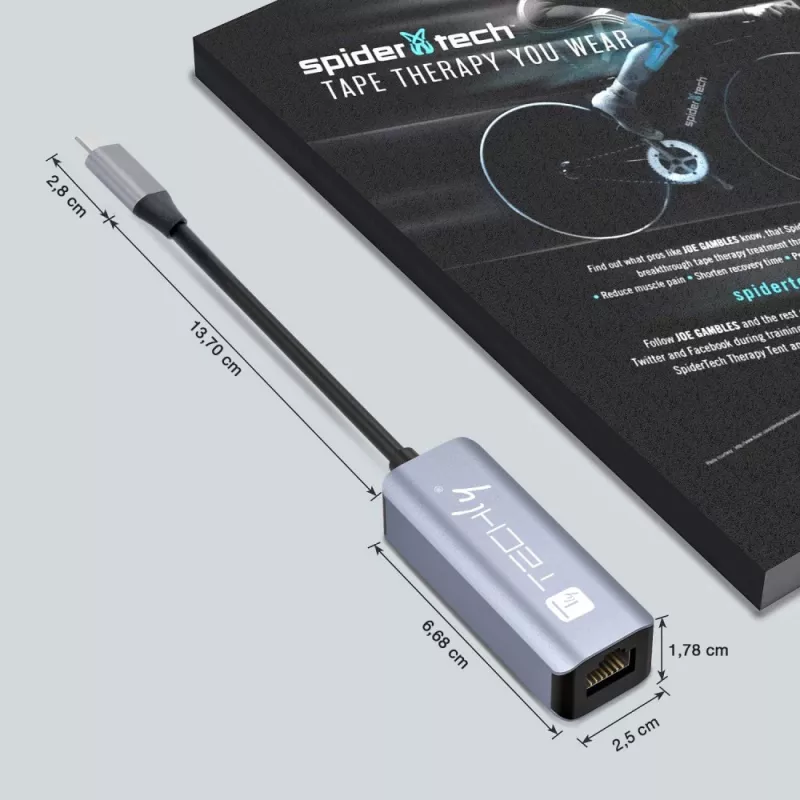 Techly IDATA USB-ETGIGA-CA docking station/replicatore di porte per laptop con filo USB 3.2 Gen 1 (3.1 Gen 1) Type-C nero, argento