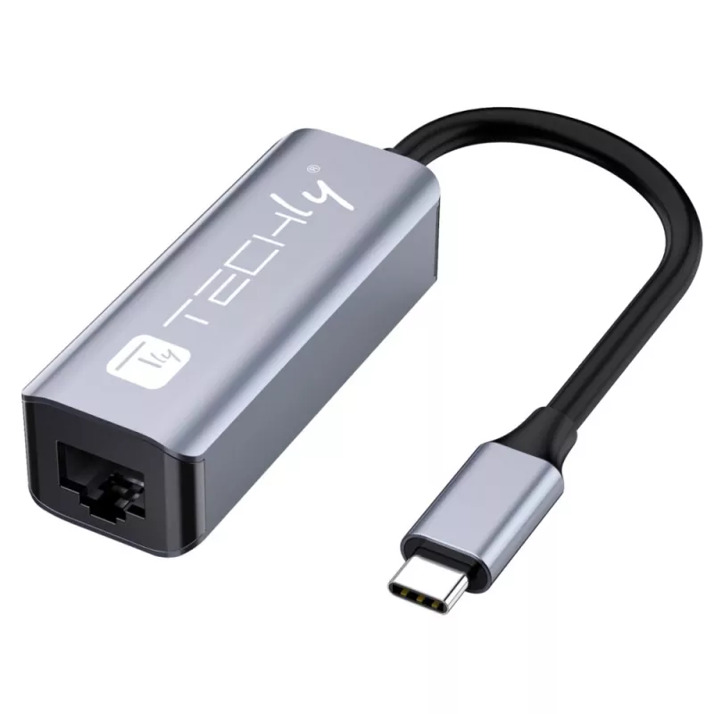 Techly IDATA USB-ETGIGA-CA docking station/replicatore di porte per laptop con filo USB 3.2 Gen 1 (3.1 Gen 1) Type-C nero, argento