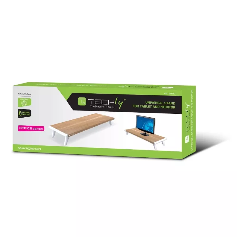 Techly ICA-MS 389 supporto monitor/piedistallo scrivania bianco, legno