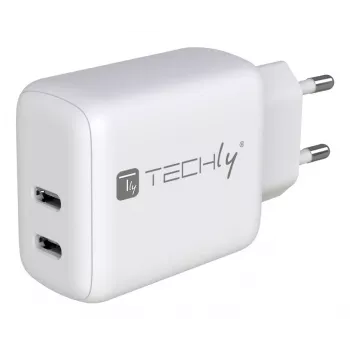 Techly IPW-USB-2C35W caricabatterie per dispositivi mobili laptop, smartphone, tablet bianco AC uso interno ricarica rapida