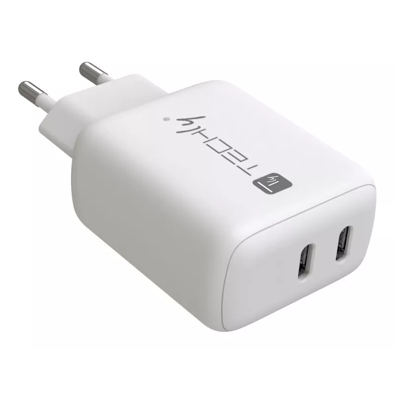 Techly IPW-USB-2C35W caricabatterie per dispositivi mobili laptop, smartphone, tablet bianco AC uso interno ricarica rapida