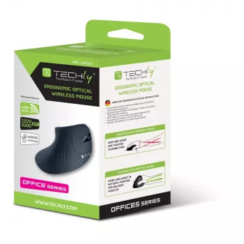 Techly IM 1100-VM-B mouse medicale per destrimani RF wireless ottico 3200 DPI