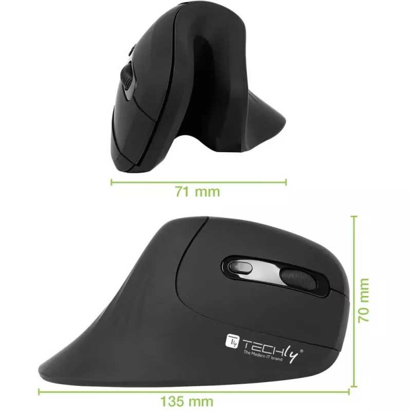 Techly IM 1100-VM-B mouse medicale per destrimani RF wireless ottico 3200 DPI