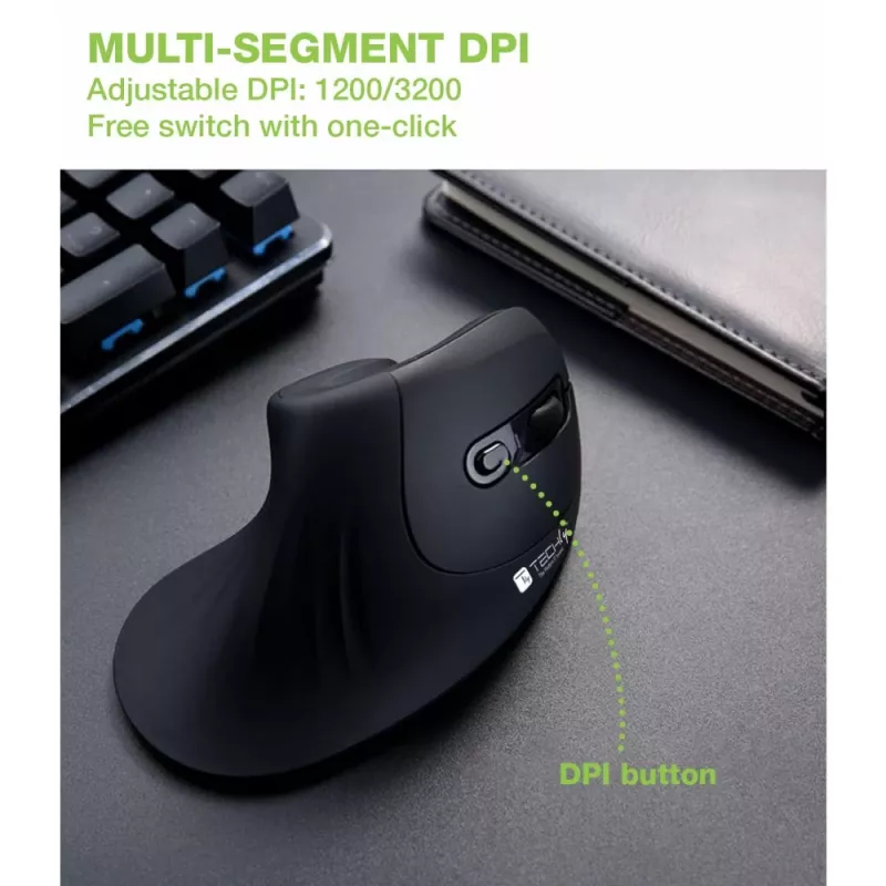 Techly IM 1100-VM-B mouse medicale per destrimani RF wireless ottico 3200 DPI