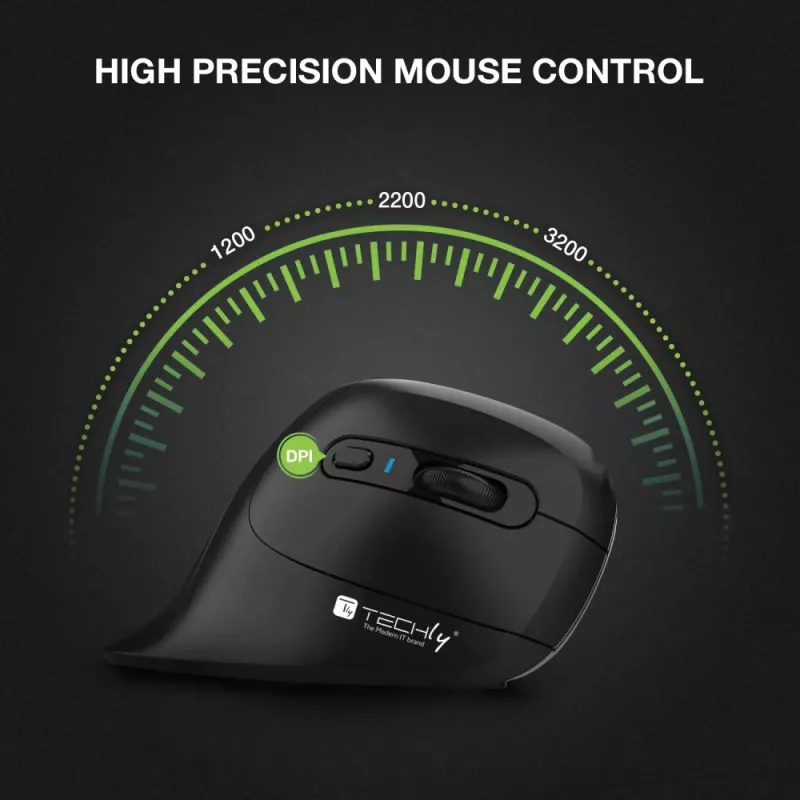 Techly IM 1100-VM-B mouse medicale per destrimani RF wireless ottico 3200 DPI