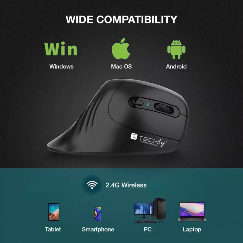 Techly IM 1100-VM-B mouse medicale per destrimani RF wireless ottico 3200 DPI