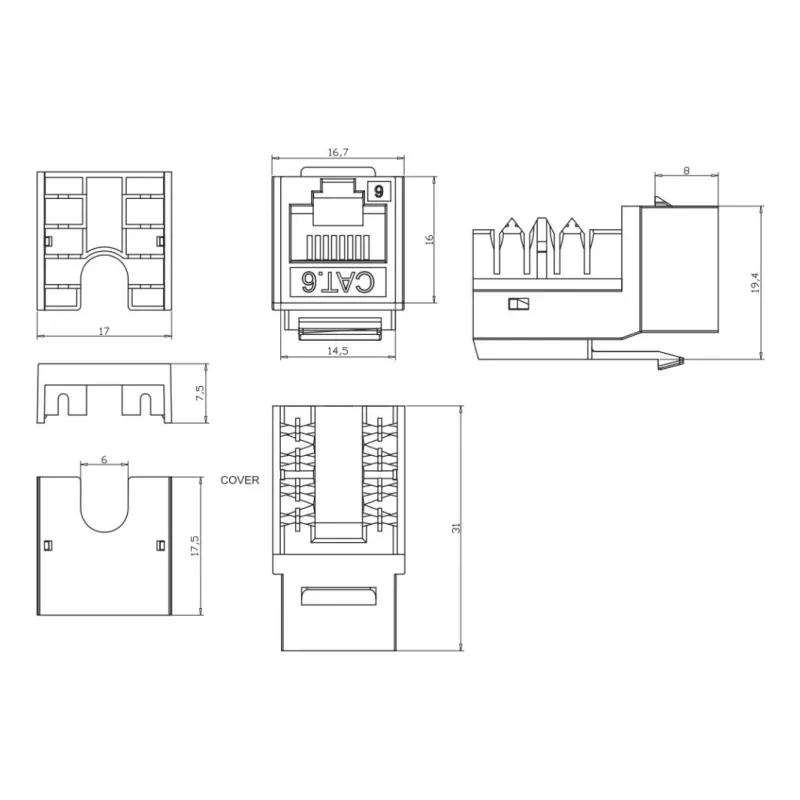 Techly IWP-KIT-C6U90 modulo keystone