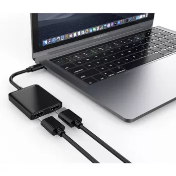 Techly IADAP USBC-HDMI2T4K adattatore cavo video 0,15 m USB Type-C 2 x HDMI nero