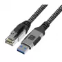 Techly ICOC-U3A-RJ45-020 Cavo adattatore da USB 3.0 Type-A a Gigabit Ethernet, 2 m, nero/argento