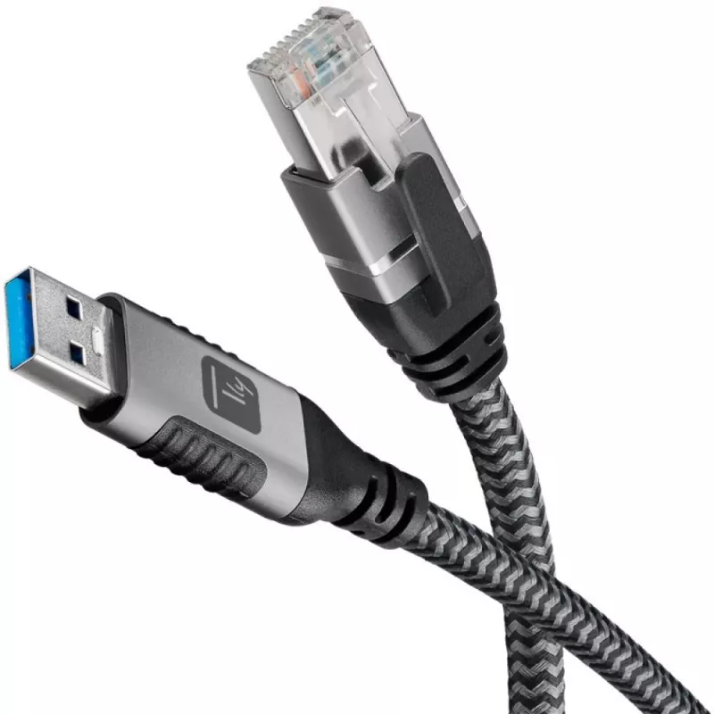 Techly ICOC-U3A-RJ45-020 Cavo adattatore da USB 3.0 Type-A a Gigabit Ethernet, 2 m, nero/argento
