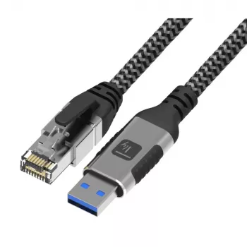 Techly ICOC-U3A-RJ45-030 Cavo adattatore da USB 3.0 Type-A a Gigabit Ethernet, 3 m, nero/argento