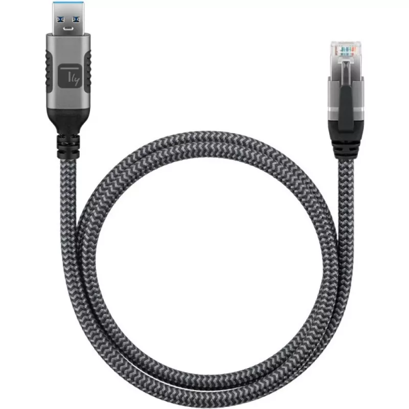 Techly ICOC-U3A-RJ45-030 Cavo adattatore da USB 3.0 Type-A a Gigabit Ethernet, 3 m, nero/argento
