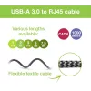 Techly ICOC-U3A-RJ45-030 Cavo adattatore da USB 3.0 Type-A a Gigabit Ethernet, 3 m, nero/argento