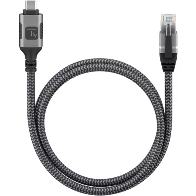 Techly ICOC U3C-RJ45-020 cavo di rete argento, nero 2 m Cat6 F/UTP (FTP)
