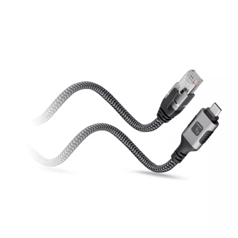 Techly ICOC U3C-RJ45-020 cavo di rete argento, nero 2 m Cat6 F/UTP (FTP)