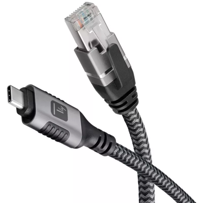 Techly ICOC U3C-RJ45-020 cavo di rete argento, nero 2 m Cat6 F/UTP (FTP)