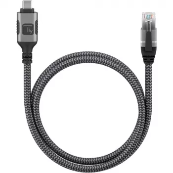 Techly ICOC-U3C-RJ45-050 Cavo adattatore da USB 3.2 Type-C a Gigabit Ethernet, 5 m, nero/argento
