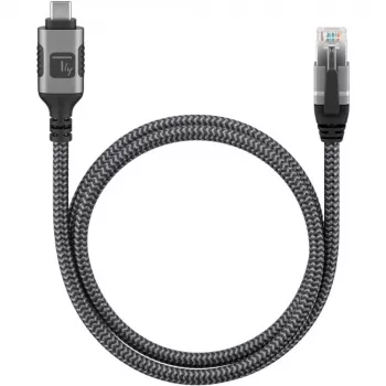 Techly ICOC-U3C-RJ45-075 Cavo adattatore da USB 3.2 Type-C a Gigabit Ethernet, 7,5 m, nero/argento