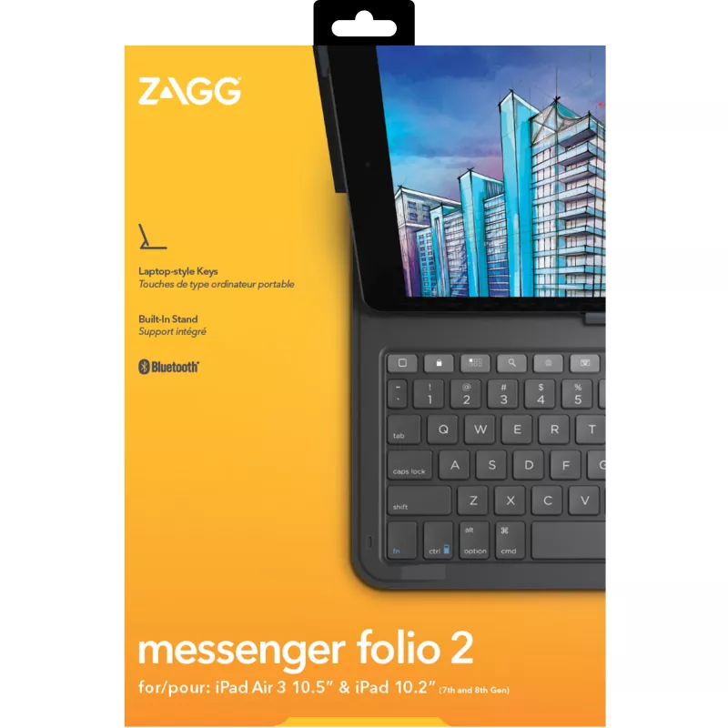 ZAGG tastiera Messenger Folio 2-Apple-iPad 10.2/10.5-Charcoal-Nordic