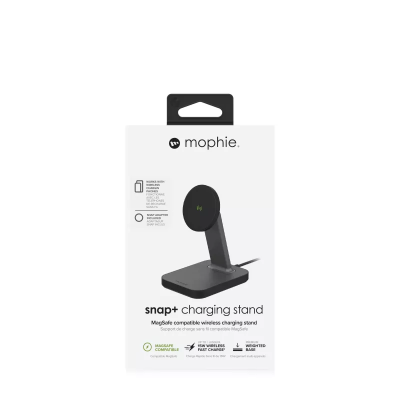 mophie UNV WRLS-snap+ stand-nero-ROC-EU, interno, AC, ricarica wireless, nero