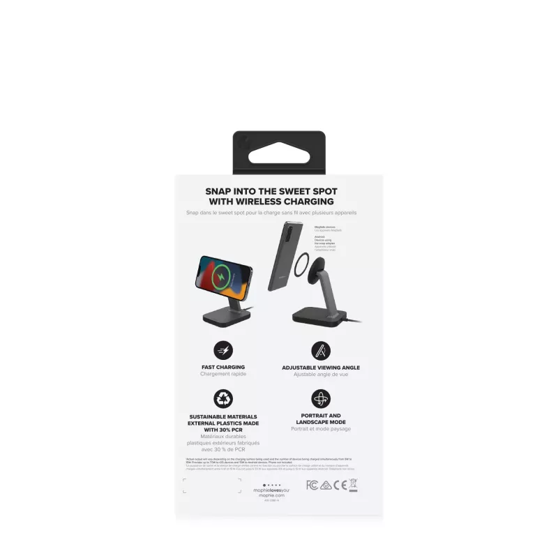 mophie UNV WRLS-snap+ stand-nero-ROC-EU, interno, AC, ricarica wireless, nero