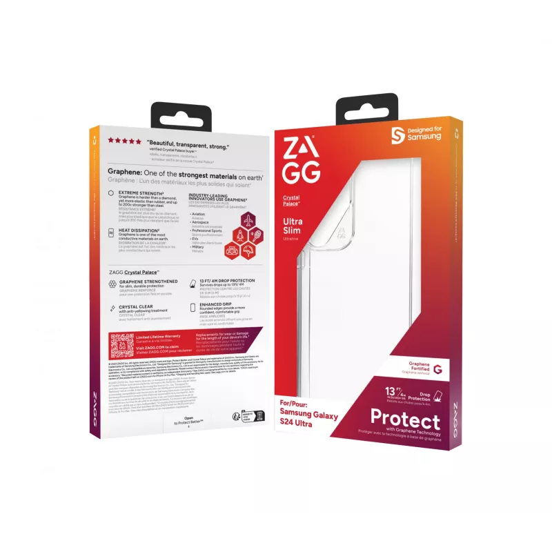 ZAGG Crystal Palace Galaxy S24 Ultra Clear, cover, Samsung, Galaxy S24 Ultra, 17,3 cm (6,8 inch), trasparente