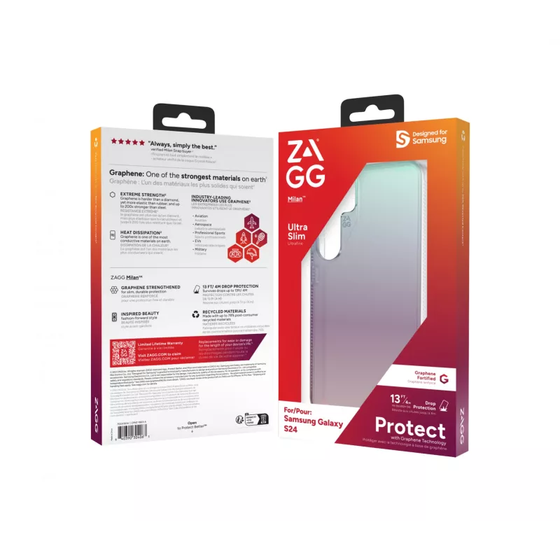 ZAGG Milan Galaxy S24 Iridescent, cover, Samsung, Galaxy S24, 15,8 cm (6,2 inch), verde, rosa