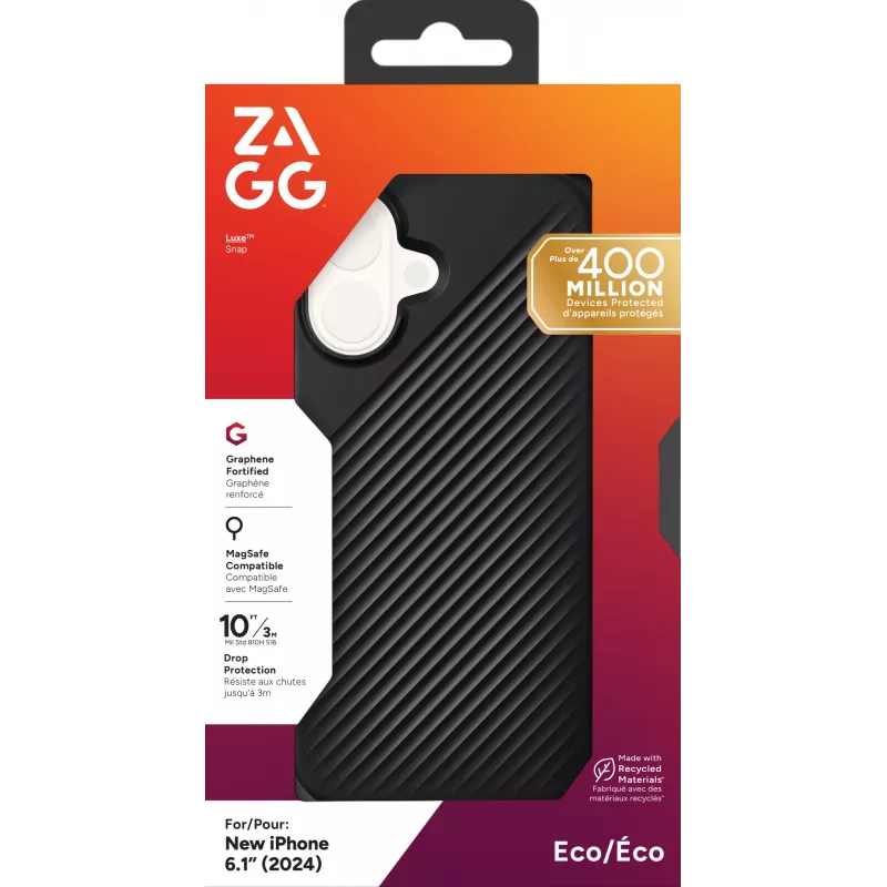 ZAGG Cases Luxe Snap Apple iPhone 16 nero, custodia, Apple, iPhone 16, 15,5 cm (6,1