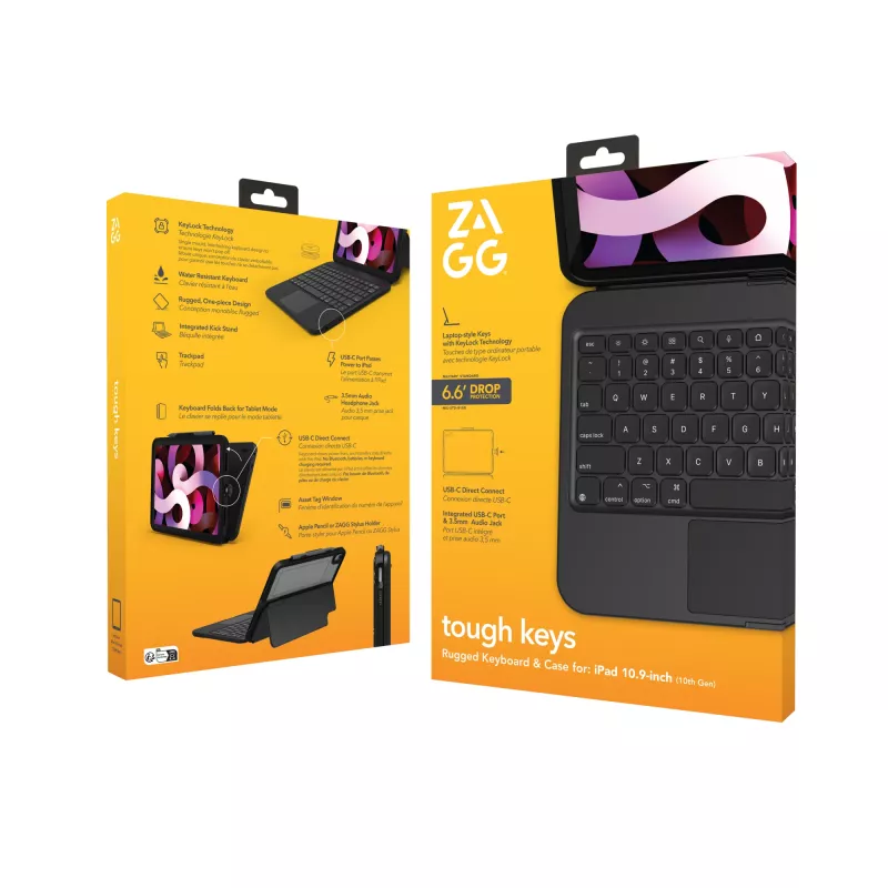 ZAGG Tough Keys-Apple-iPad 10th Gen/A16-nero-Nordic (B2B Brown Box)