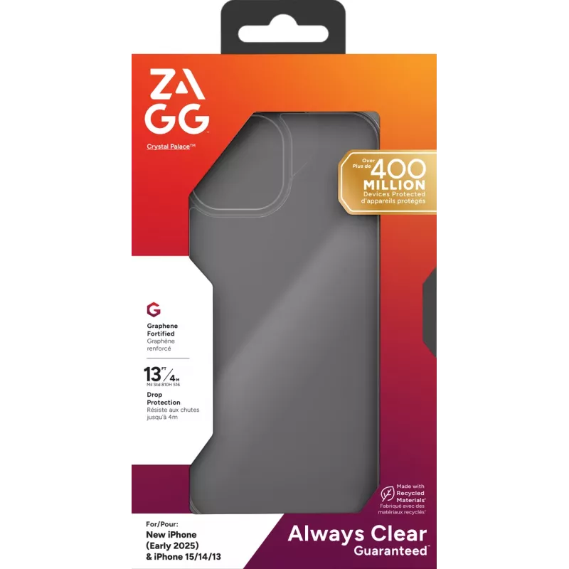 ZAGG Crystal Palace Custodia iPhone 17e/16/15/14/13 Trasparente, Cover, Apple, iPhone 17e/16e/15/14/13, 15,5 cm (6,1 inch), Trasparente