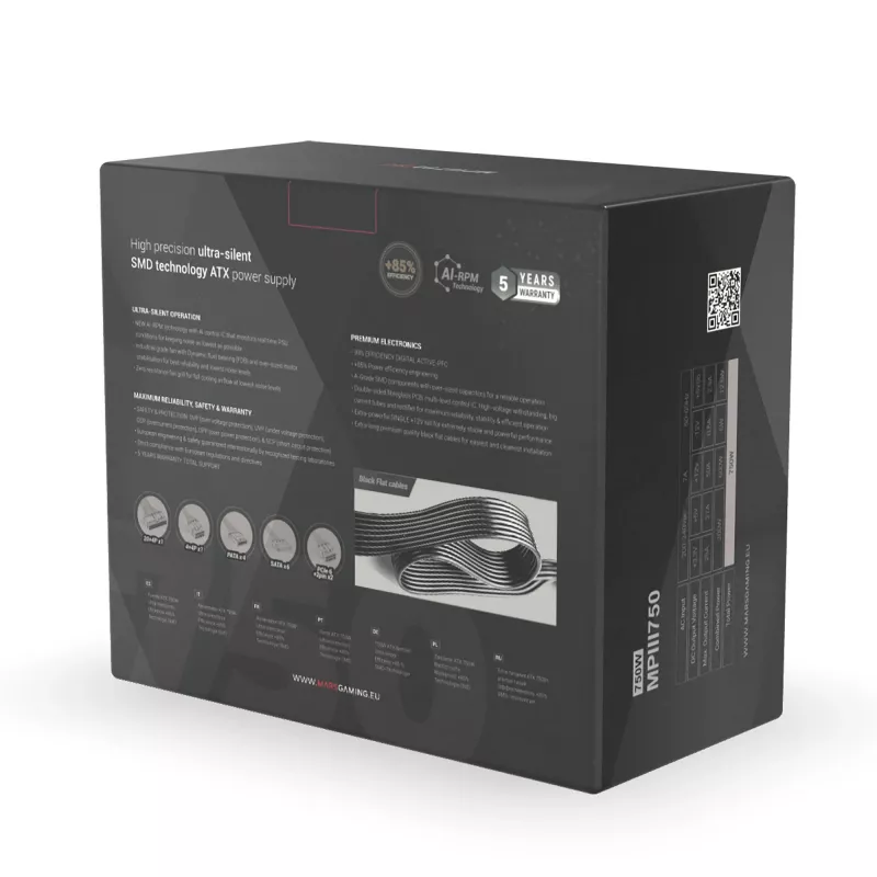 Mars Gaming MPIII750 alimentatore PC 750W ATX 85 % efficienza 5 anni di garanzia