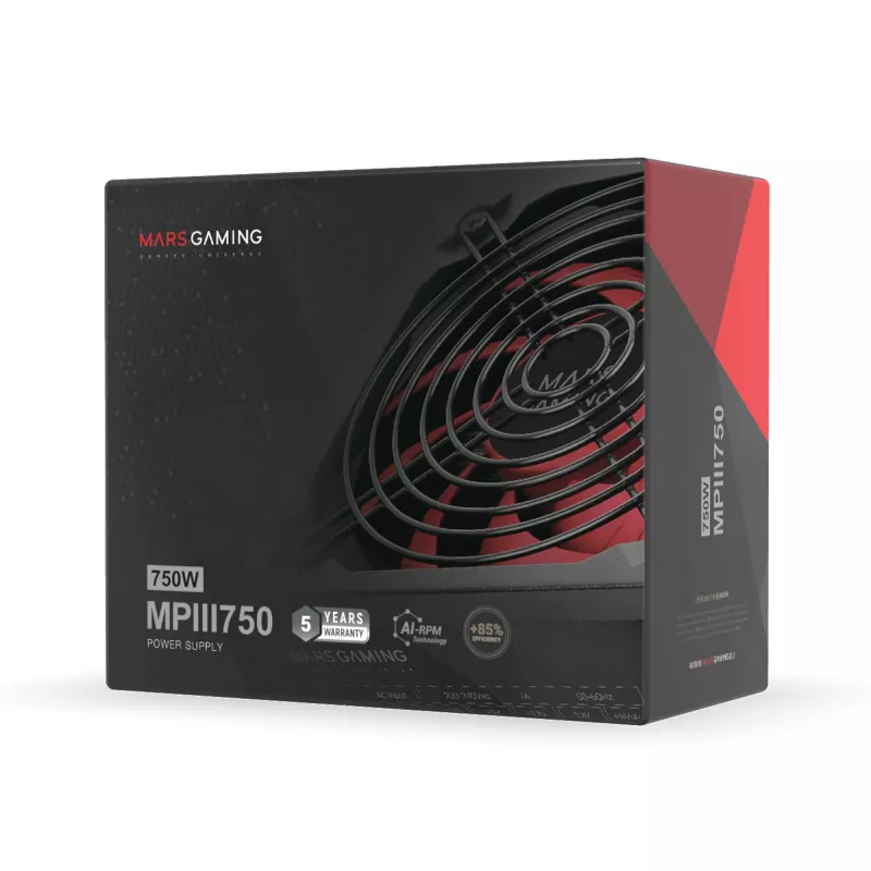 Mars Gaming MPIII750 alimentatore PC 750W ATX 85 % efficienza 5 anni di garanzia
