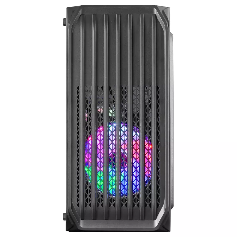 Mars Gaming MC-S2 Case per PC Gaming Micro-ATX compatto nero 2 ventole FRGB arcobaleno con griglia frontale e finestra laterale continua