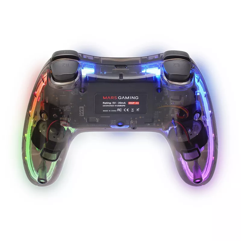 Mars Gaming MGP-24 Gamepad wireless 2.4GPRO Neon RGB doppia vibrazione aptica joystick analogici controller per PC PS3 PS4 XBOX360 Raspberry Pi Mac Android
