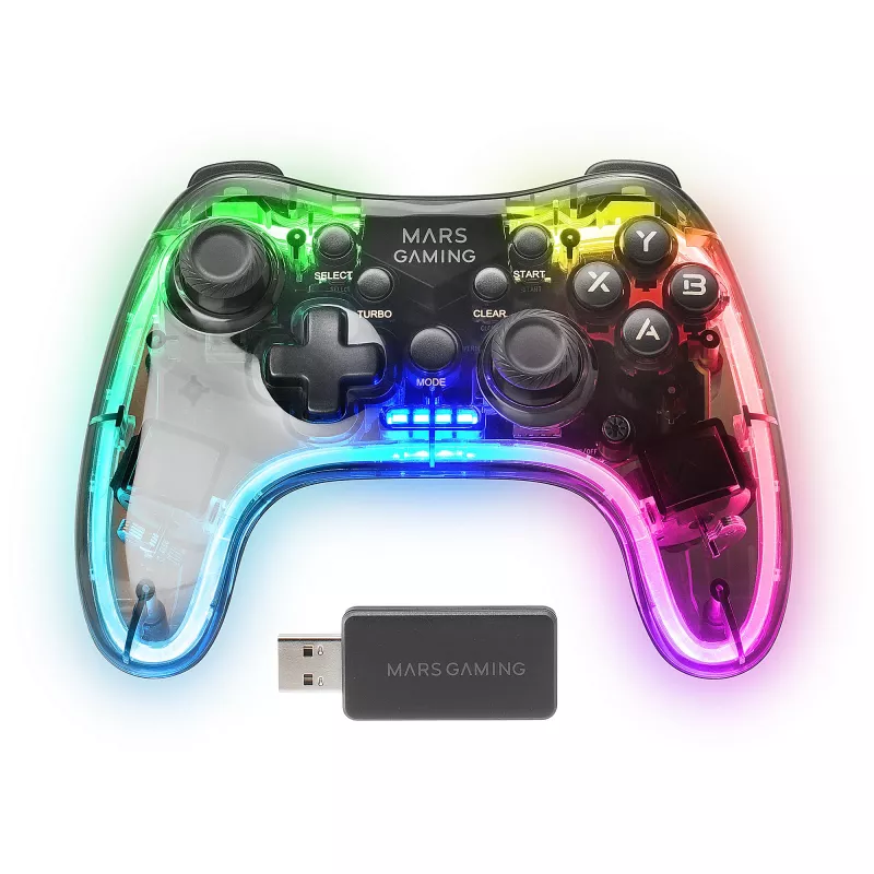 Mars Gaming MGP-24 Gamepad wireless 2.4GPRO Neon RGB doppia vibrazione aptica joystick analogici controller per PC PS3 PS4 XBOX360 Raspberry Pi Mac Android