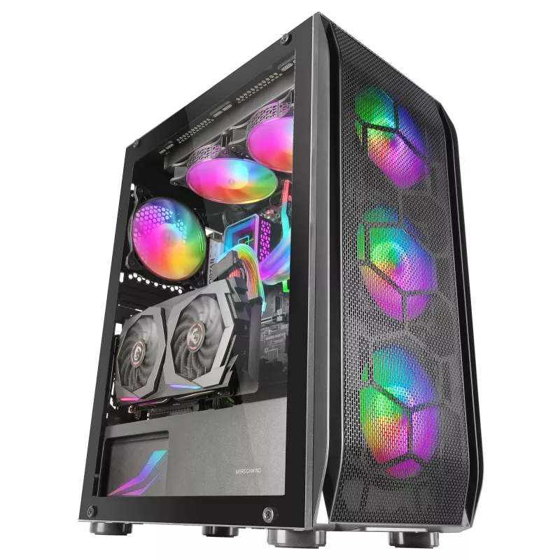Mars Gaming MC-KX Tower Gaming Premium E-ATX nero sistema CPU FREEZER 5 ventole ARGB ultraleggere controller ARGB e controller RF frontale mesh