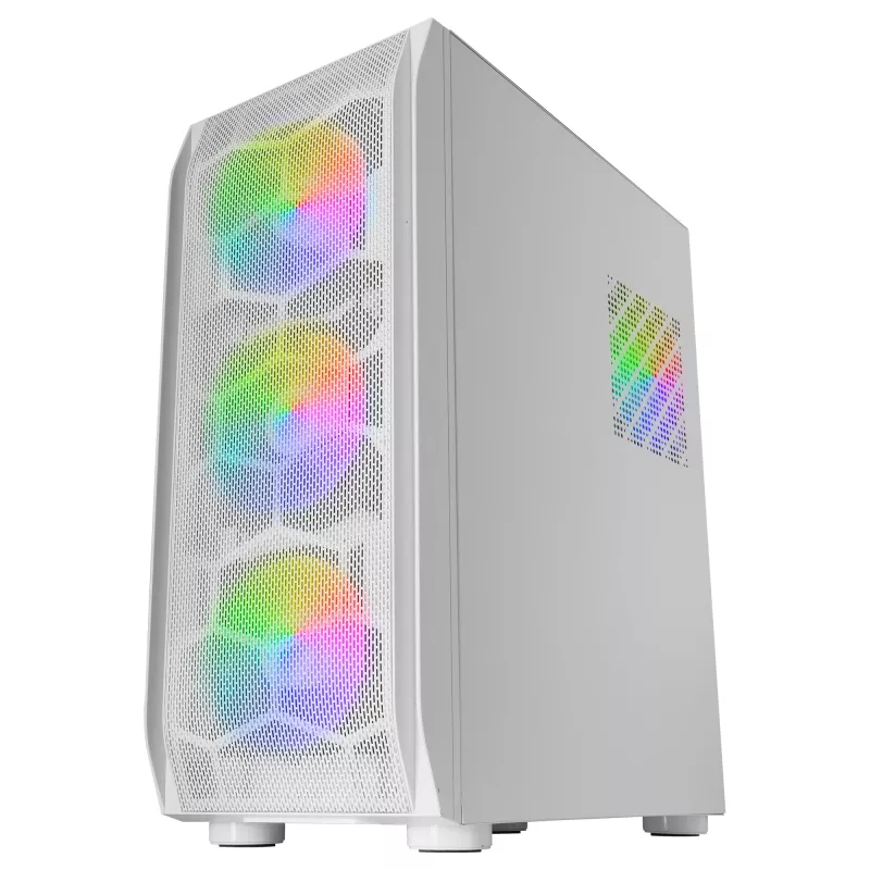 Mars Gaming MC-KX White case da gaming premium E-ATX sistema CPU FREEZER 5 ventole ARGB ultra-silenziose unità di controllo ARGB e unità di controllo RF frontale in mesh