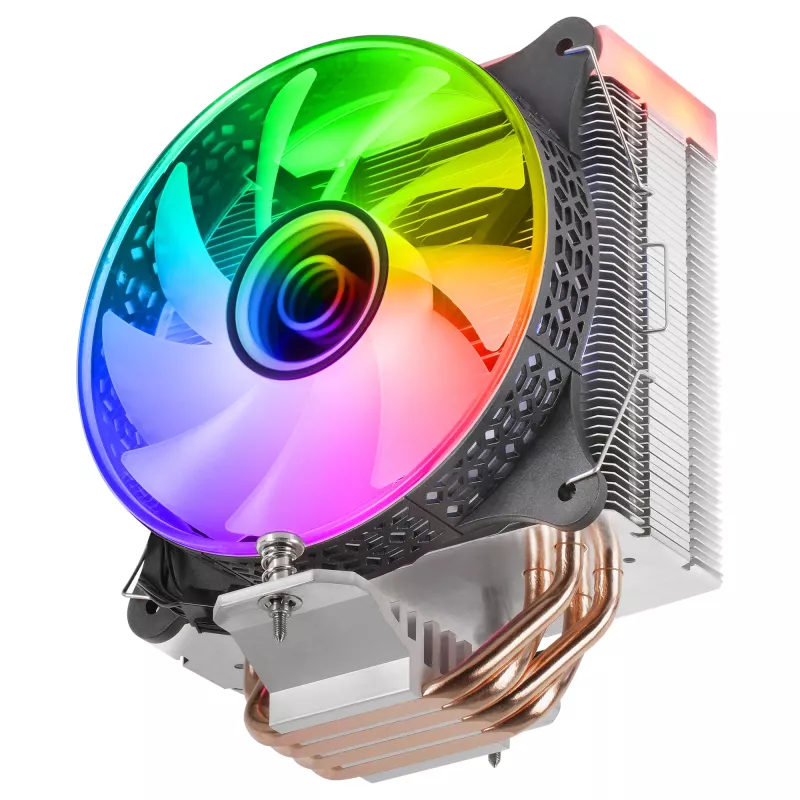 Mars Gaming MCPU-VR Dissipatore CPU nero doppio Infinity Mirror ARGB 4 heatpipe HCT 180 W TDP ventola PWM da 12 cm ultra-silenziosa