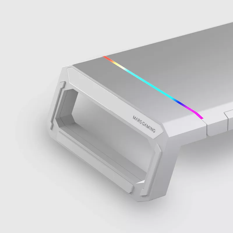 Mars Gaming MGS-ONE White supporto monitor Chroma RGB dimensioni regolabili supporto per smartphone e tablet USB 2.0 frontale