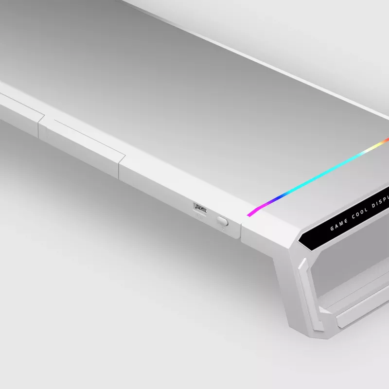 Mars Gaming MGS-ONE White supporto monitor Chroma RGB dimensioni regolabili supporto per smartphone e tablet USB 2.0 frontale