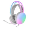 Mars Gaming MH-GLOW Cuffie bianche 360° Full Chroma RGB Flow microfono con cancellazione del rumore design ultraleggero cuscinetti in memory foam compatibilità universale
