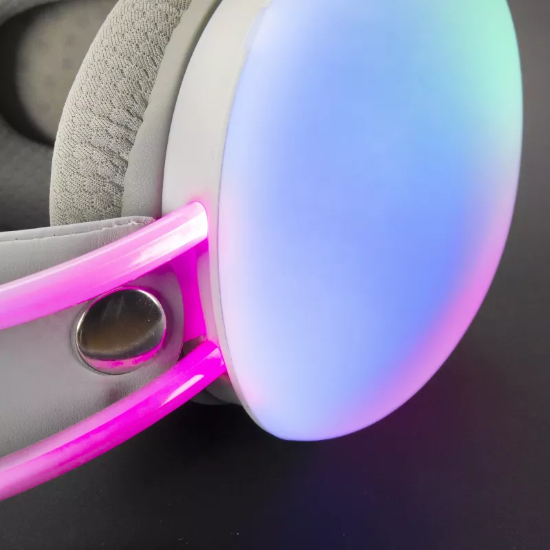 Mars Gaming MH-GLOW Cuffie bianche 360° Full Chroma RGB Flow microfono con cancellazione del rumore design ultraleggero cuscinetti in memory foam compatibilità universale