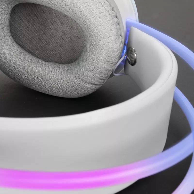 Mars Gaming MH-GLOW Cuffie bianche 360° Full Chroma RGB Flow microfono con cancellazione del rumore design ultraleggero cuscinetti in memory foam compatibilità universale